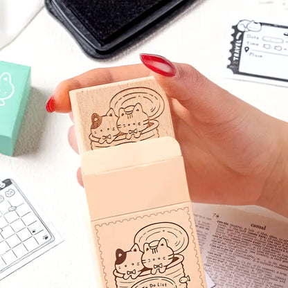 Cat Themed Wooden Planner Stamp Set