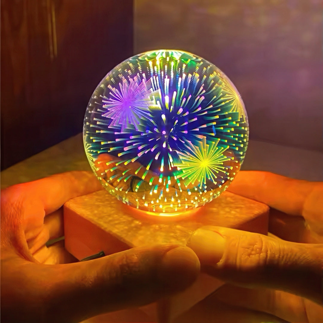 Glass Ball Nightlight with 3D Fireworks Effect