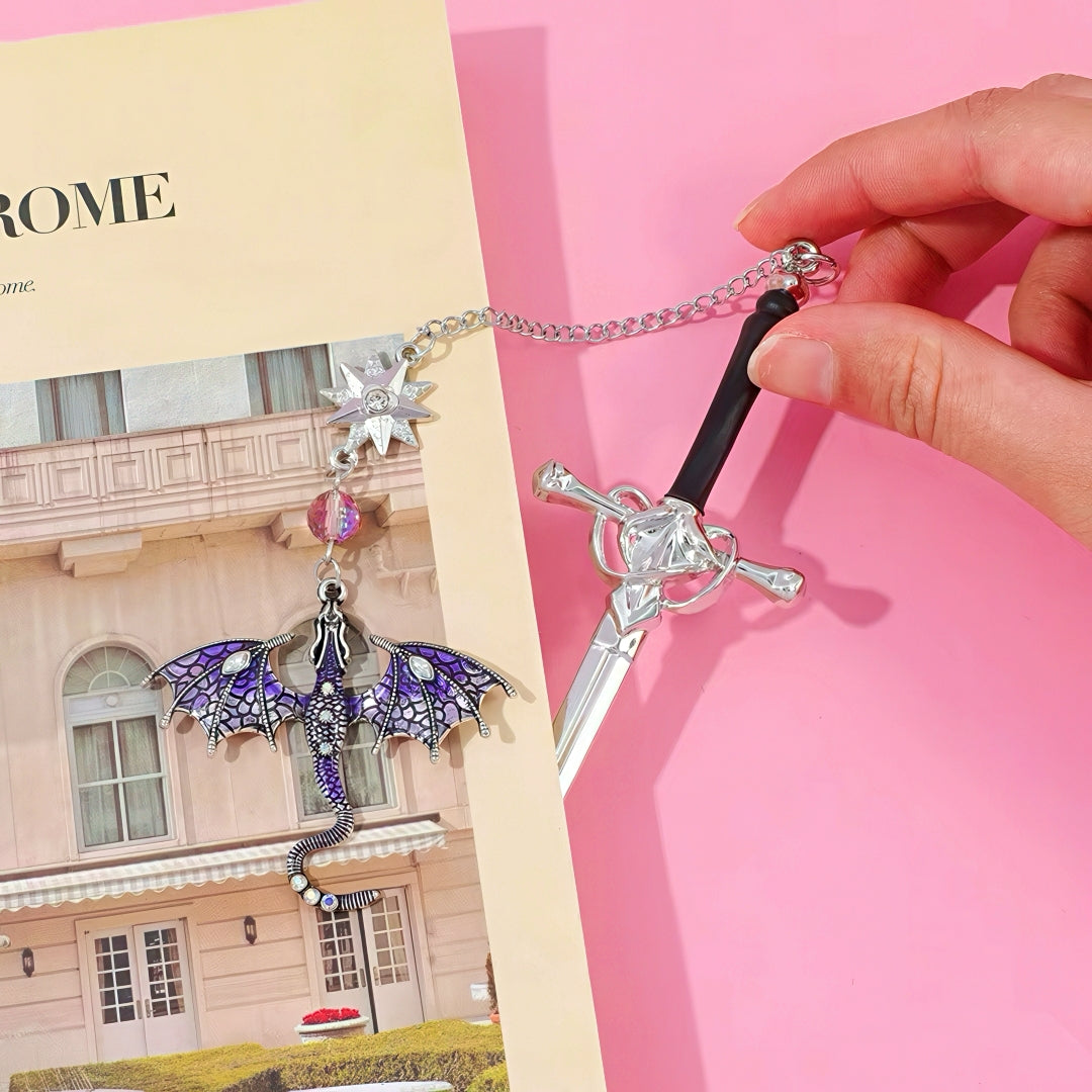 Fourth Wing Sword Shaped Metal Bookmark