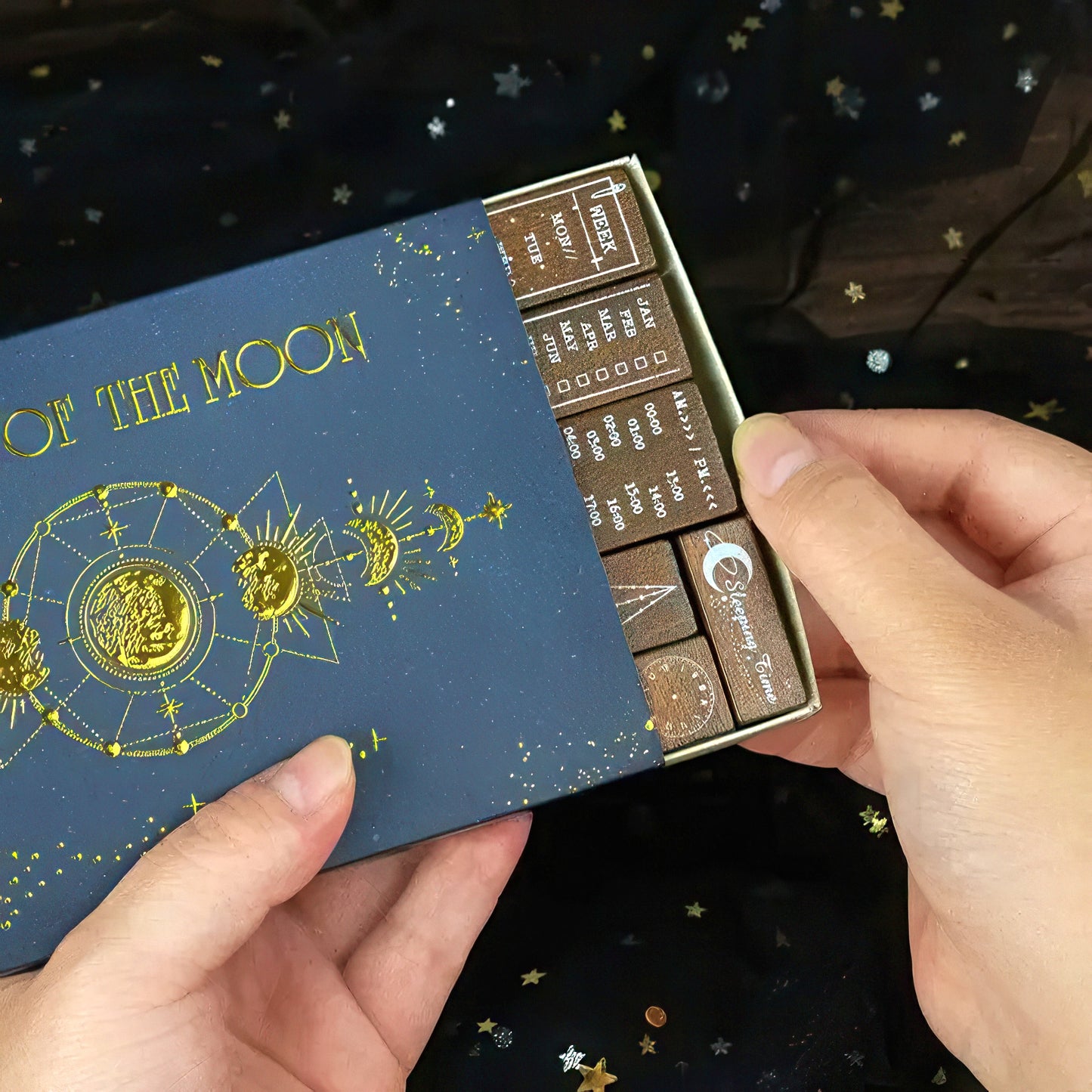 Moon Phase Calendar Wooden Stamp Set