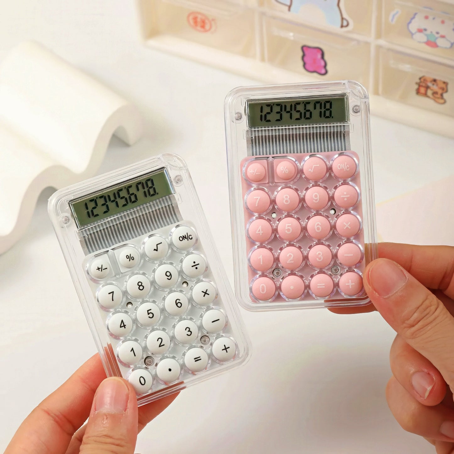 Colorful Pocket Calculator with Transparent Case