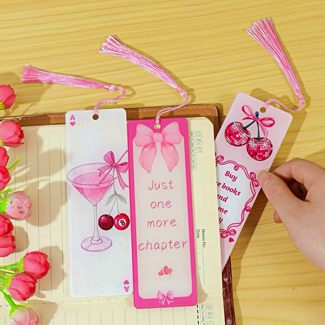 Cute Girly Acrylic Bookmark with Tassel