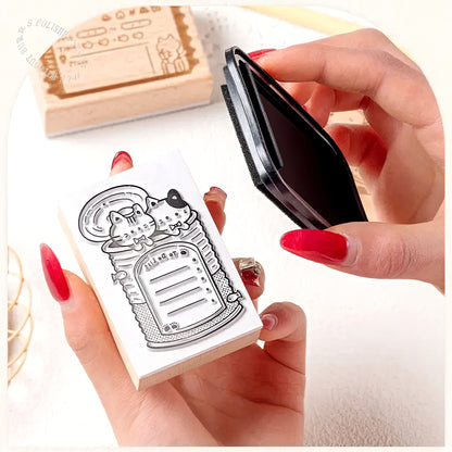 Cat Themed Wooden Planner Stamp Set