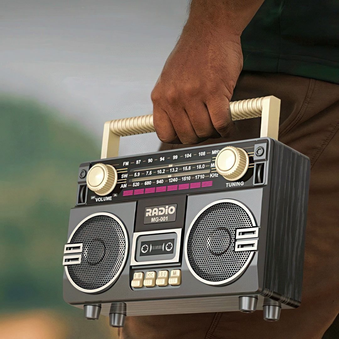Portable Bluetooth Radio with Cassette Player Design