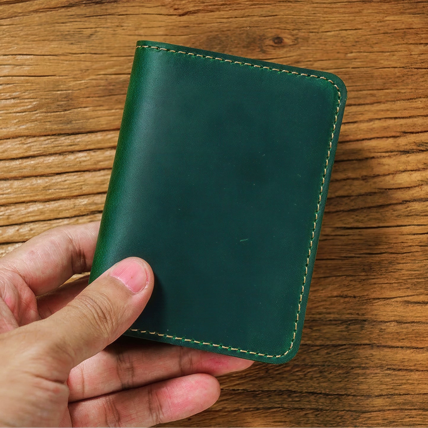 Dyed Cowhide Card Holder Wallet