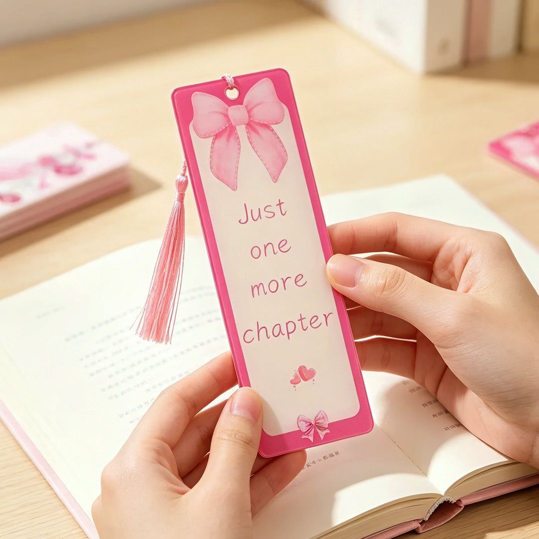 Cute Girly Acrylic Bookmark with Tassel