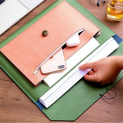 Retro Faux Leather Multi Compartment Document Bag