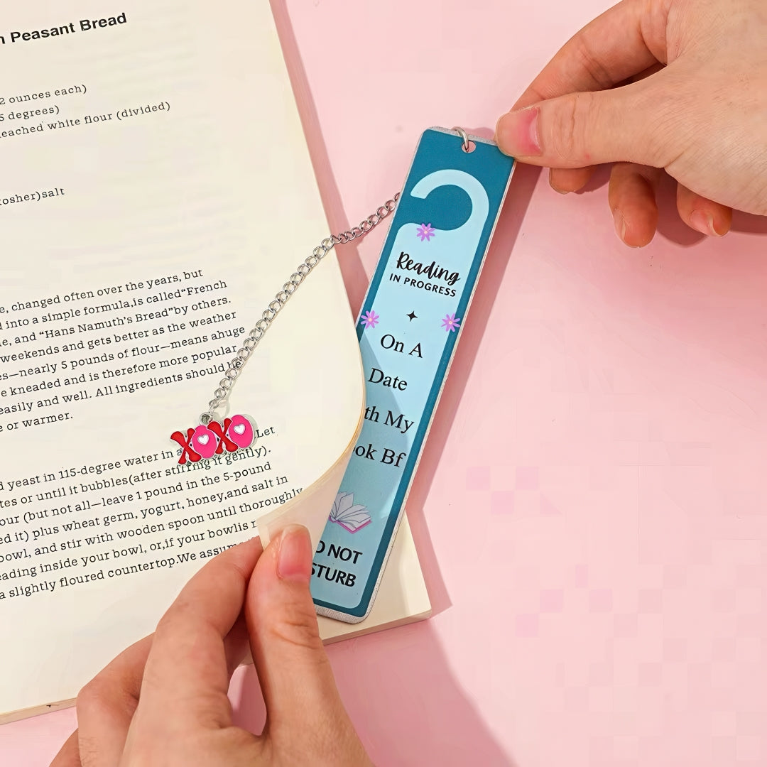 Cute Stainless Steel Bookmark with Do Not Disturb Sign Design