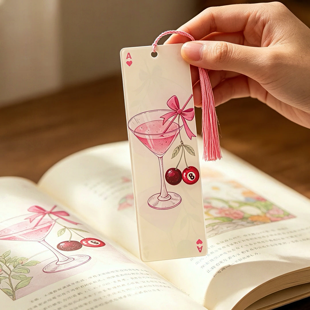 Cute Girly Acrylic Bookmark with Tassel
