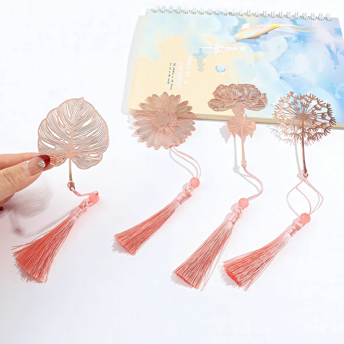 Rose Gold Flower Shaped Metal Bookmark