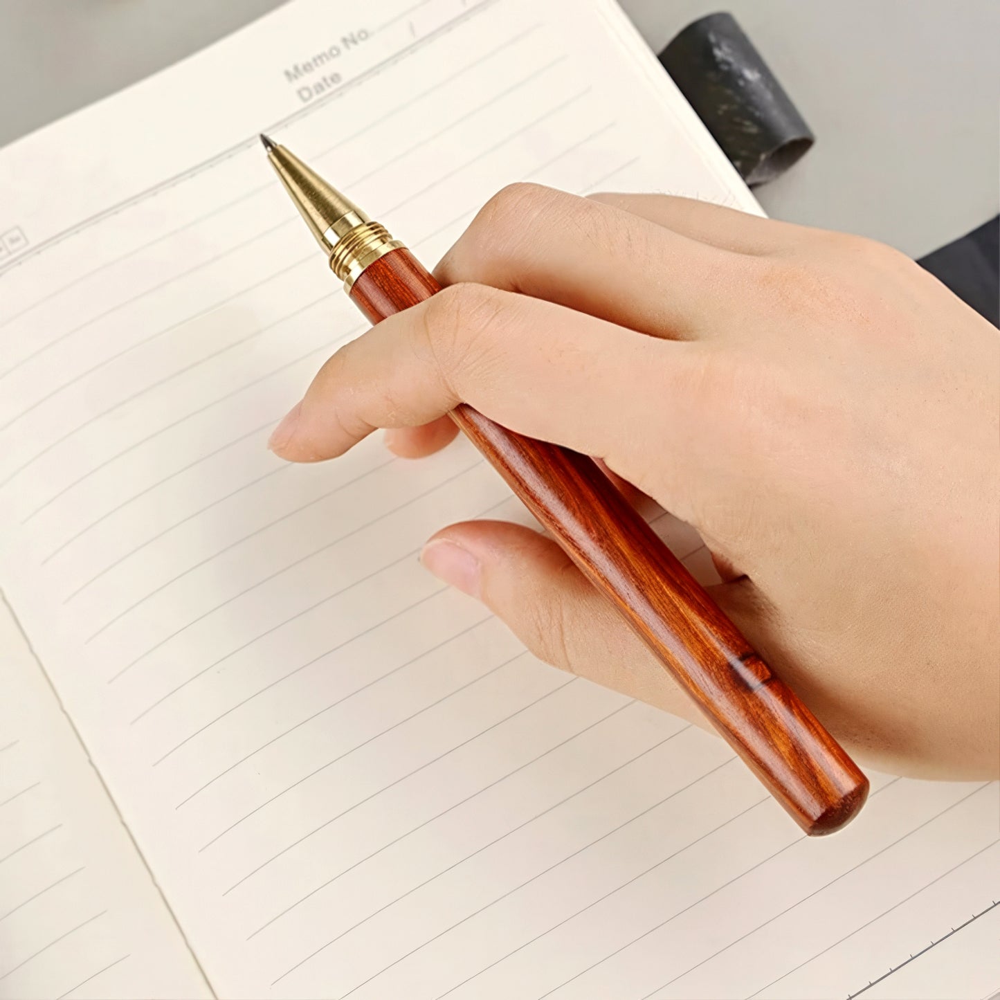 Retro Wooden and Brass Rollerball Pen