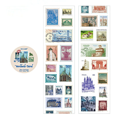 Retro Postage Stamp Sticker Roll