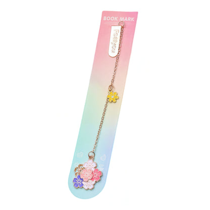 Cherry Blossoms Metal Charm Bookmark