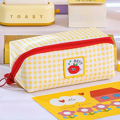Extra Large Capacity Plaid Pencil Case